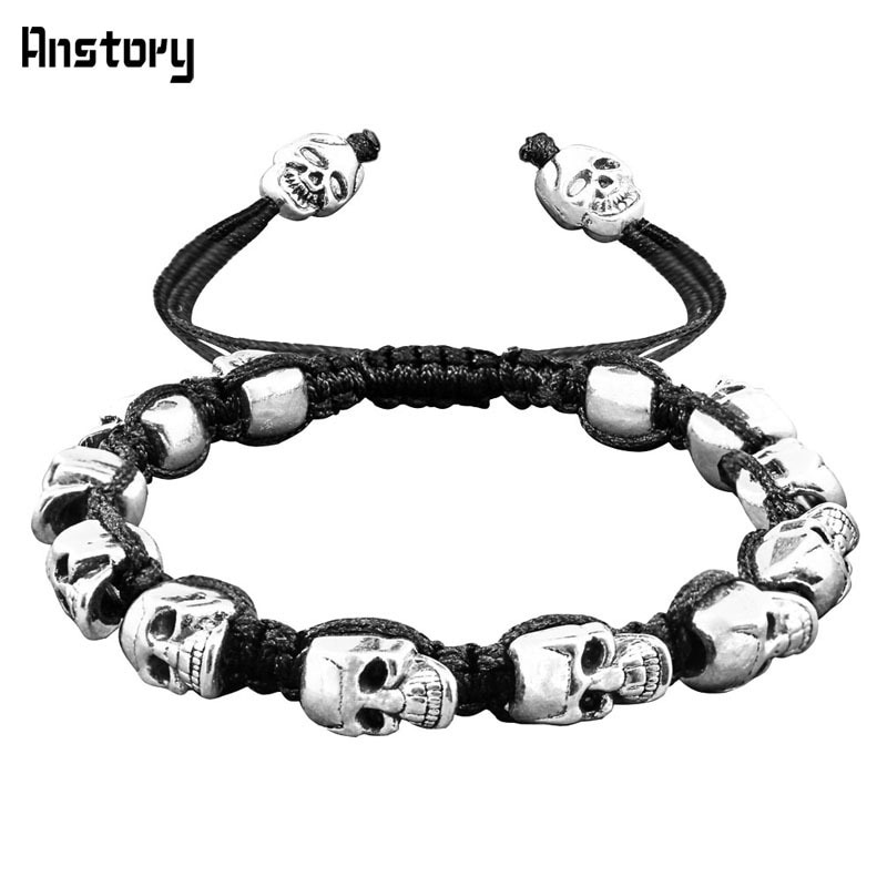 Smile Skull Skeleton Bead Bracelets Strand Vintage..